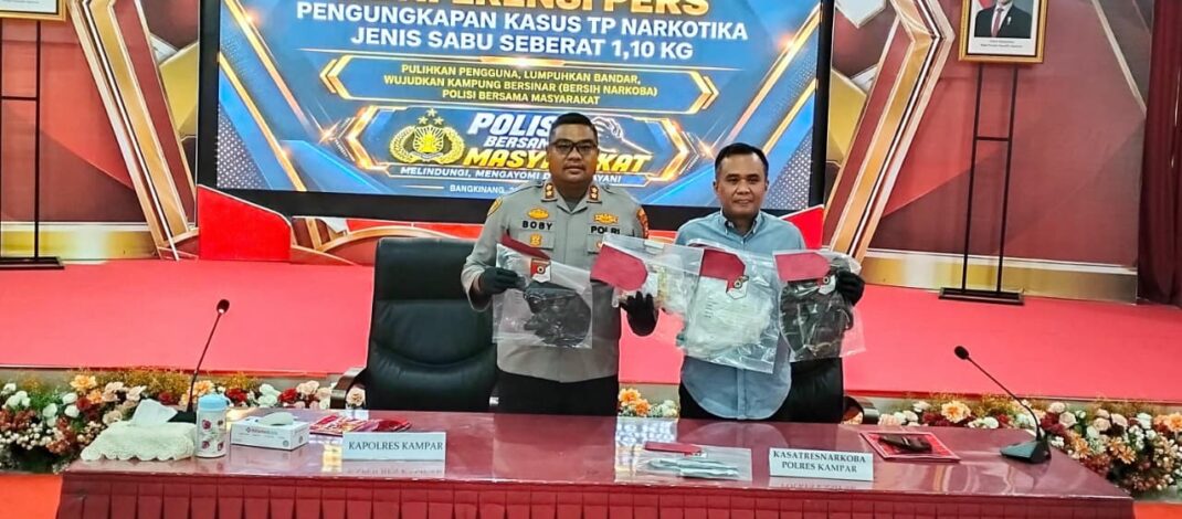 Gagalkan Penyelundupan 1,1 Kg Sabu Kemasan Teh China, Polres Kampar Tangkap Kurir di Tapung